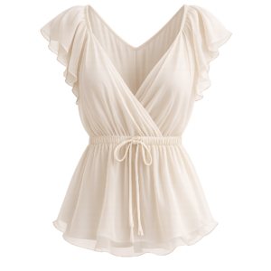 Avera Airy Chiffon Top – Soft Cream